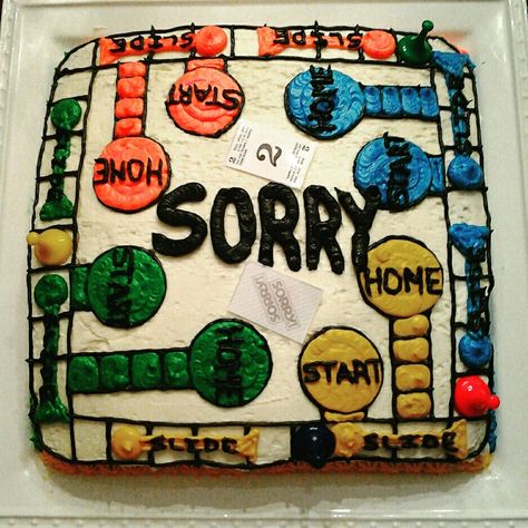 Sorry board game cake Sorry Board Game Cake, Board Game Cake, Cub Scout Cake, Sorry Game, Sorry Board Game, Game Cake, Game Night Parties, Night Parties, Dessert Presentation