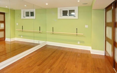 Small Dance Studio, Home Gym Wall Color, Ballet Room, Dance Studio Decor, Organized House, Home Dance Studio, Home Gym Ideas, Dream Basement, Workout Room Home