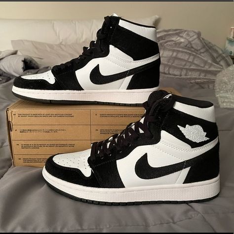 Nike Air Jordan 1’s High Panda Twists Jordan Air Nike, Nike Shoes For Men Sneakers, Men’s Jordans, Cool Nike Shoes Men, Panda 1s, Men’s Nike Shoes, Panda Jordan 1s, Nike Shoes Men's Sneakers, Twist Jordan 1