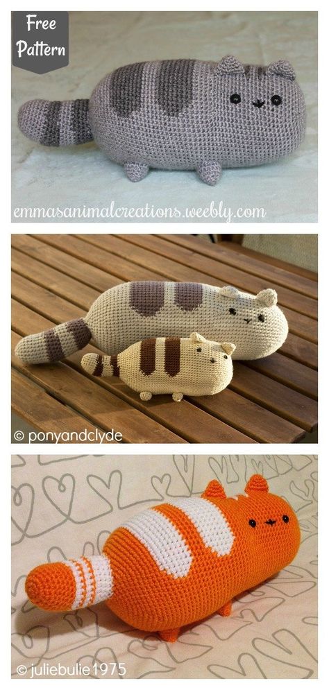 10 Fun Animal Cat Pillow Free Crochet Pattern and Paid Animal Pillows Pattern, Cat Pillow Pattern, Crochet Cats, Crochet Pillow Patterns Free, Pusheen The Cat, Cat Crochet, Pretty Crochet, Crochet Cushion Cover, Crochet Cat Pattern