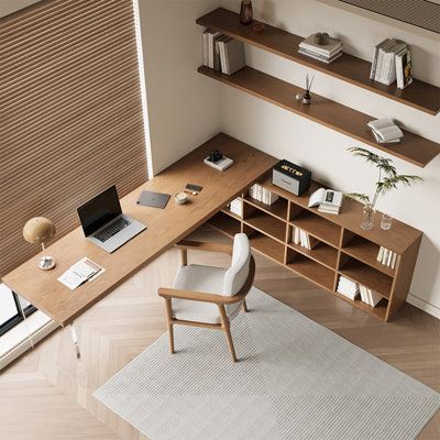 Minimalist Wooden Desk, Radna Soba, Wooden Desks, Wood Desks, Lilac Garden, Desk Brown, Minimalist Home Office, Unique Desk, Minimalist Desk