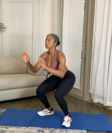 Circuit 1, Exercise 1: Basic Air Squat Lose Stomach Fat Fast, Hiit Program, 20 Minute Workout, Air Squats, Fitness Fun, Popsugar Fitness, Fitness Photos, Workout Chart, Hip Workout