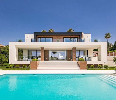 Marbella Villas, Contemporary Villa, Modern Villa Design, Modern House Facades, House Outside Design, Dream House Exterior, House Architecture Design, Villa Design, Facade House