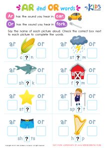 Phonic Worksheet For Grade 1, Ar Sound Words Worksheet, Ar Phonics Worksheets, Ee Phonics Worksheet, Ay Phonics Worksheet, Er Ir Ur, Speaking Cards, Learning Alphabet, Letter Recognition Worksheets