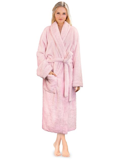 PRICES MAY VARY. Designed to be used as comfortable robe or bathrobe at your home. Our shaggy long robe has the perfect fit and comes with a waist strap so you can adjust for perfect fit and 2 side pockets to keep all your essentials! FLUFFY TEDDY SHERPA FLEECE ROBE Our Premium Women Fleece Long Robe is soft on your skin, lightweight, and keeps you warm. We made the robe of fluffy teddy sherpa fabric to make it cozy with an elegant touch! PERFECT GIFT: Ideal present for family or friends for bir Womens Bathrobes, Terry Robe, Fleece Robe, Soft Robes, Belted Robe, Lounge Robes, Cozy Loungewear, Old Rose, Waist Strap