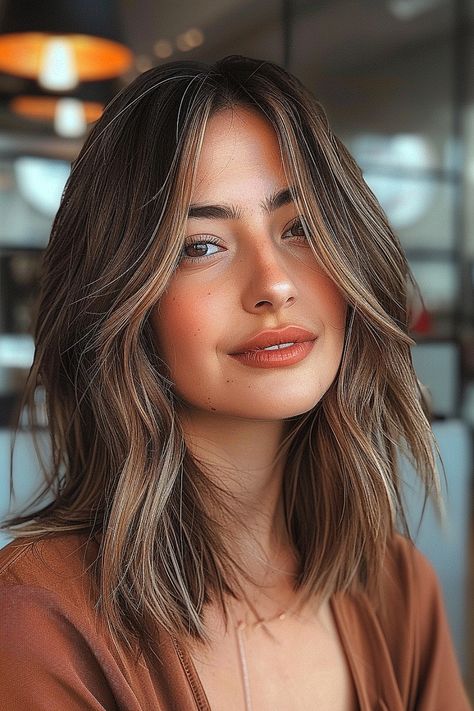 The Best Medium-Length Haircuts of 2024 Square Haircut Medium, Certain Bangs Medium Hair, Medium Length Haircut One Length, Brown Lob With Bangs, Face Frame Haircut Medium, Hair For Medium Length Haircut, Long Bob Curly Hairstyles, Med Length Layered Haircuts, Mermaid Haircut Medium