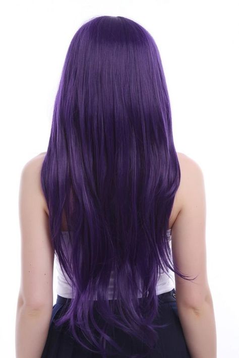 Face Claims Purple Hair, Orchid Purple Hair, Dark Purple Hair Korean, Long Violet Hair, Violet Purple Hair Color, Purple Hair With Black Underneath, Dark Hair Color With Purple, Dark Purple Hair Ideas, Long Straight Purple Hair