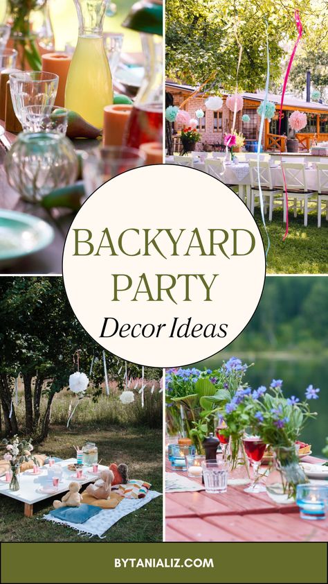 The Ultimate Outdoor Party Decor Ideas - by Tania liz Casual Party Decor, Outdoor Tea Parties, Outdoor Party Decor, Garden Party Games, Garden Gathering, Lawn Party Decorations, Backyard Party Decorations, Gathering Ideas, Backyard Bbq Party