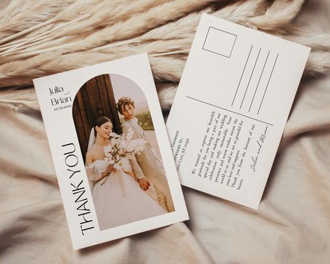 Postcard Thankyou Card Template, Wedding Photo Thankyou Card, Note Boho Thank You Simple Minimalist Modern Canva Thankyou Card Note Thank You Postcard, Wildflower Invitation, Wedding Thank You Postcards, Postcard Format, Boho Invitations, Photo Thank You Cards, Thank You Postcards, Template Wedding, Wedding Vibes