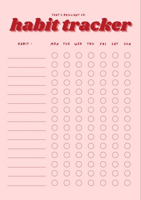 Habit Tracker Aesthetic Template, Aesthetic Habit Tracker Printable, Habits Tracker Printable, Weekly Habit Tracker Template, Cute Habit Tracker Printable, Printable Trackers Free, Weekly Habit Tracker Ideas, Habit Tracker Template Free Printable, Habit Tracker Ipad