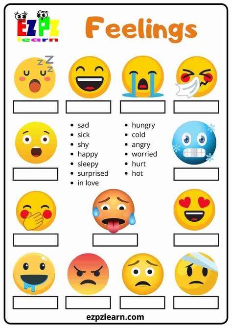 Free Printable English Word Match Topic Feelings For English Learner ESL Teacher Primary English Teaching, English Primary School, Kids Worksheet, English Quiz, Primary English, English Teaching Materials, English Activities For Kids, English Exercises, Preschool Activities Toddler