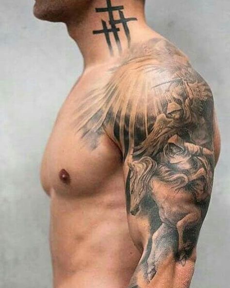 Best Shoulder Tattoos, Shoulder Tattoos For Men, Upper Shoulder Tattoo, Simple Shoulder Tattoo, Top Of Shoulder Tattoo, Front Shoulder Tattoos, Best Neck Tattoos, Cool Shoulder Tattoos, Tattoo Neck