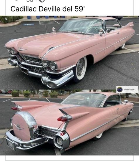 Pink Car Accessories, 1959 Cadillac, Old Vintage Cars, Pink Cadillac, Cadillac Deville, Pink Car, Classy Cars, Fancy Cars, Pretty Cars