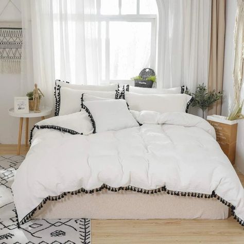 Boho Duvet Cover, White Bed Set, Boho Duvet, Queen Size Duvet Covers, Black Duvet Cover, Full Duvet Cover, White Duvet Covers, White Duvet, Boho Bedding