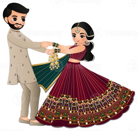 Indian Couple Engagement, Cute Couple Dance, Cartoon Bride, Indian Cartoon, Bride Fashion Illustration, Boyfriends Birthday Ideas, Bride And Groom Cartoon, Wedding Couple Cartoon, Dress Cartoon