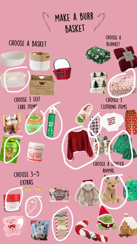 @sammymldee Make a brrr Basket!!! 🤍🎀🎄 Brrr Basket, Ghirardelli Peppermint Bark, Christmas Shoebox, Burr Basket, Making A Gift Basket, A Gift Basket, Peppermint Bark, Teen Life Hacks, Teen Life