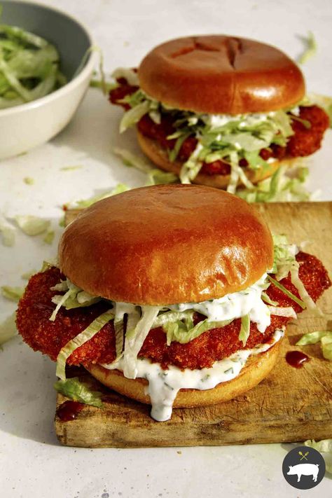 Essen, Baked Nashville Hot Chicken, Nashville Hot Chicken Sandwich, Nashville Chicken, Hot Chicken Sandwiches, Spoon Fork Bacon, Nashville Hot Chicken, Nashville Hot, Chicken Sandwich Recipes