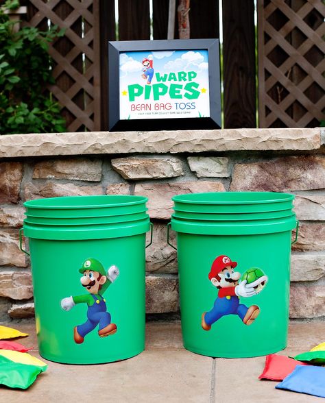 Super Mario Themed Party Games, Super Mario Cricut Party Ideas, Super Mario Bros Party Games For Kids, Super Mario Bros Party Ideas Decoration Diy Brother Birthday, Super Mario Cutouts, King Boo Birthday Party, Super Mario Doughnut, Mario Birthday Cake Simple, Mario Theme Party Decorations