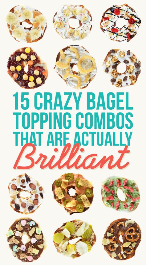 15 Insane Bagel Topping Combos That Are Actually Brilliant @buzzfeedfood Bagel Combos, Bagel Party, Buzzfeed Recipes, Bagel Board, Bagel Bar, Fat Cow, Bagel Toppings, Low Carb Bagels, Easy Breakfasts