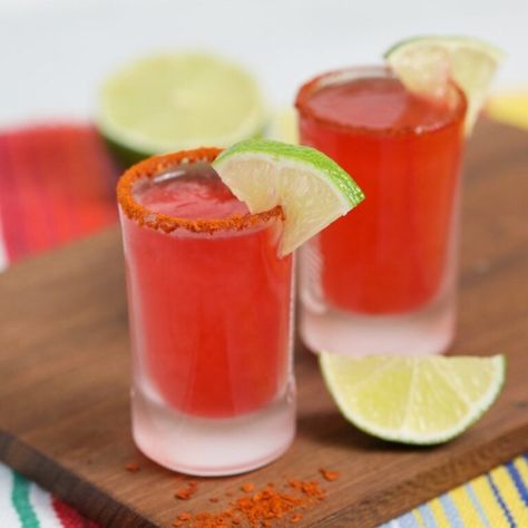 Mexican Candy Shots - Easy Festive Tequila Shots - Keesha's Kitchen Mexican Candy Shots, Candy Shots, Mexican Margarita, Watermelon Flavor, Kid Friendly Drinks, Mexican Candy, Candy Drinks, Bakery Supplies, Mexican Spices