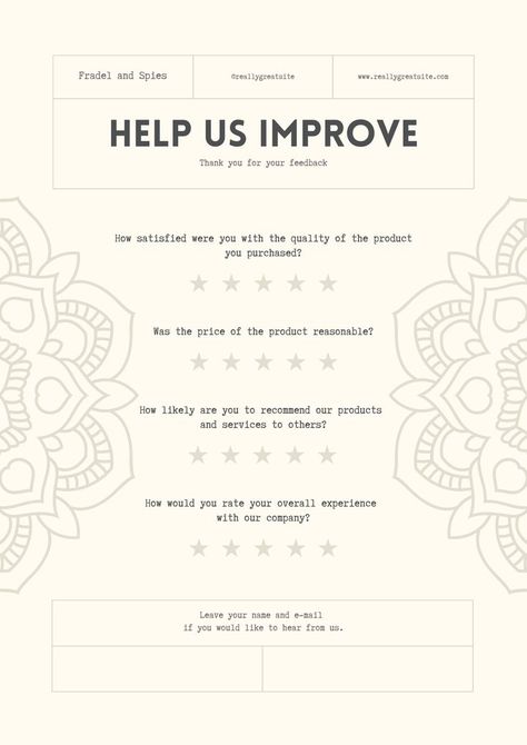 Customer Satisfaction Survey Template, Survey Design, Survey Template, A4 Document, Salon Interior Design, Document Templates, Canva Template, Customer Satisfaction