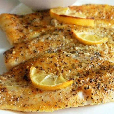 Lemon Pepper Fish with Butter Lemon Rice #justapinchrecipes Lemon Pepper Fish, Baked Catfish Recipes, Buttered Rice Recipe, Rice Casseroles, Sauce For Fish, Baked Catfish, Lemon Pepper Sauce, Lemon Fish, Fall Eats