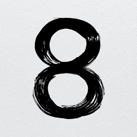 Number 8 brush stroke trash style typography vector | free image by rawpixel.com / Mind Tattoo 8 Number, 8 Number Logo, Number 8 Aesthetic, 8 Tattoo Number, Number 8 Logo, Alphabet Painting, Hand Lettering Typography, Tattoo 2023, K Letter