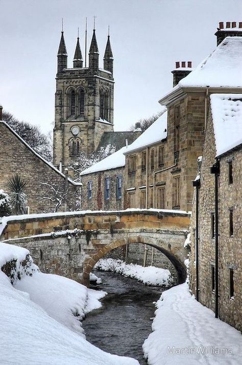 Snowy Helmsley, Yorkshire, England - Snow / Winter English Village, Yorkshire England, England And Scotland, Winter Scenery, A Bridge, England Uk, English Countryside, Old Buildings, On The Ground