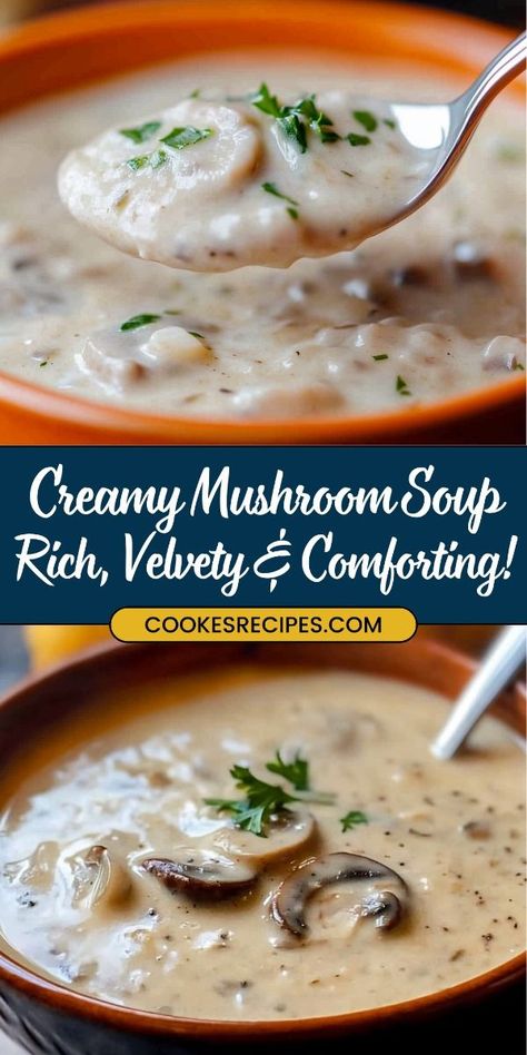 Must Love Garlic Creamy Mushroom Soup, Roasted Garlic Mushroom Soup, Vegetarian Cream Of Mushroom Soup, Mushroom Sage Soup, Home Made Cream Of Mushroom Soup Recipes, Easy Cream Of Mushroom Soup Recipes, Crockpot Cream Of Mushroom Soup, Diy Cream Of Mushroom Soup, Crockpot Mushroom Soup