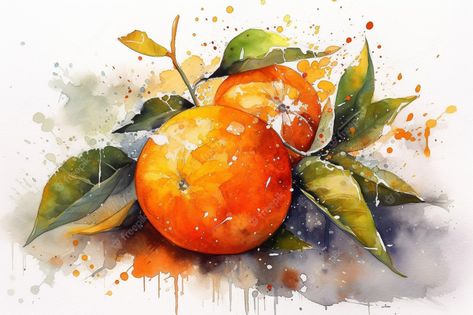 Oranges Watercolor Paintings, Painting Of Oranges, Christmas Spices, Watercolor Christmas Cards, Orange Leaf, Water Colors, Watercolor Christmas, Water Colour, Christmas Watercolor