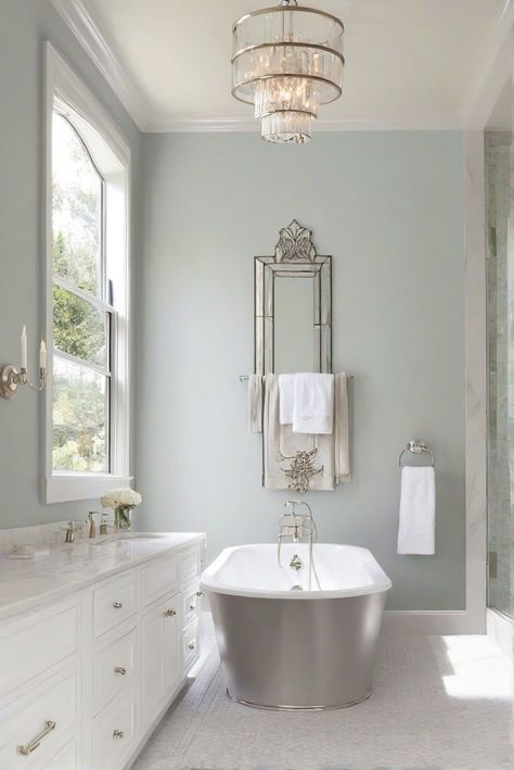 Step into a world of elegance with Maison Blanche Magic! Discover the enchanting 2024 bathroom décor, featuring SW 7526 for a touch of luxury in your daily routine. #Ad #homedecor #homedesign #bathroom #Painthome interiorarchitecture best Wall Colors for Bathroom Colors Bright Room Colors best colors combinations bathroom bathroom Remodeling Modern Paint Colors 2024 Add Color To White Bathroom, Sherwin Williams Stardew Bathroom, Paint Sheen For Bathroom, Bathroom Wall Colors 2024, Best Paint For Bathroom Walls, Master Bath Paint Colors, Farrow And Ball Bathroom, Popular Bathroom Paint Colors, Bathroom Paint Colors Benjamin Moore