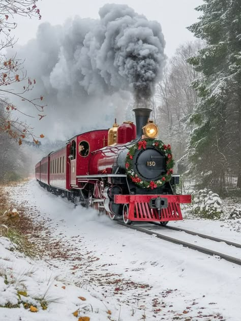 Jing Y Jang, Steam Trains Photography, Best Winter Vacations, Train Wallpaper, Reflection Photos, Christmas Scenery, Train Art, Magical Winter, Train Photography