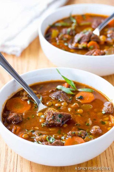 Beef and Lentil Stew - A Spicy Perspective Beef And Lentil Stew, Beef Lentil Stew, Beef And Lentil, Beef Ragout, Lentil Stew Recipes, A Spicy Perspective, Lentil Stew, Lentil Recipes, Stew Recipe