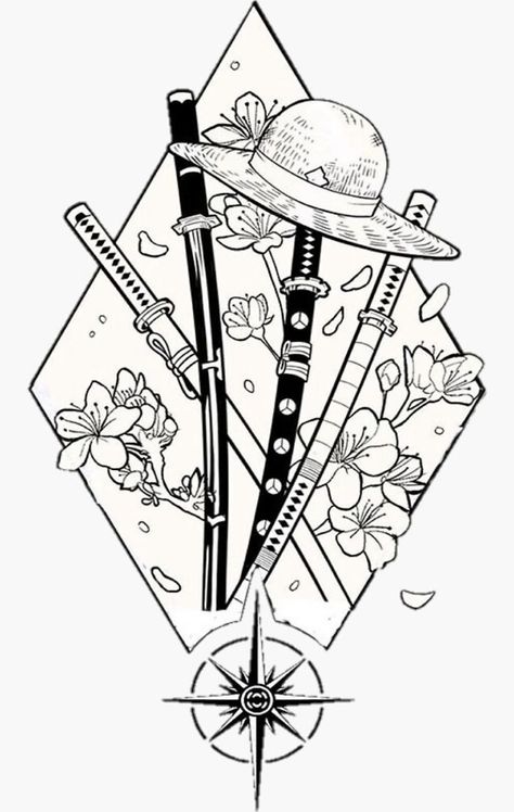 Zoro And Luffy Tattoo Ideas, One Piece Tattoo Ideas Zoro, One Piece Zoro Tattoo Design, Zoro And Luffy Tattoo, Anime Tattoos One Piece, Luffy One Piece Tattoo Design, One Piece Small Tattoo, Zoro Swords Tattoo, One Piece Luffy Tattoo