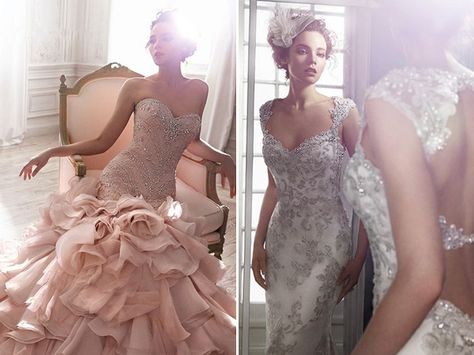 The dress on the right is gorgeous! Vintage Ball Gowns, Wedding Dress Designers, Wedding Dresses Cinderella, Dress Models, Fairytale Stories, Country Wedding Dresses, Stunning Wedding Dresses, Fitted Wedding Dress, Wedding Boho