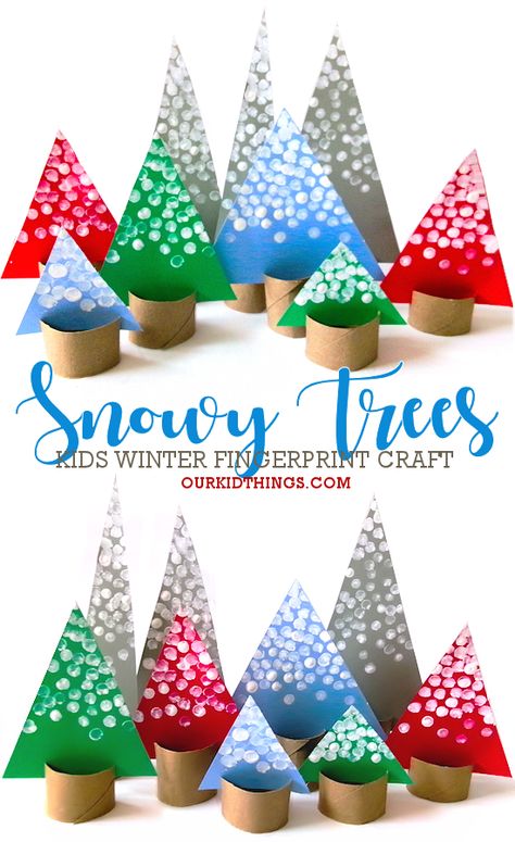 Fingerprint Winter Tree Craft Winter Tree Craft, Crafting For Kids, Cool Craft Ideas, Winter Tree Crafts, Fingerprint Crafts, Fun Winter Crafts, Storytime Crafts, December Crafts, Christmas Art Projects