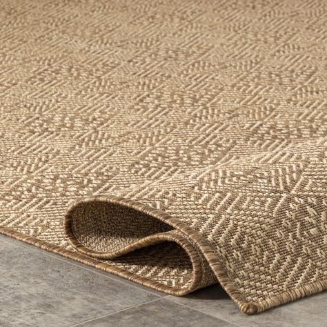 Sand & Stable Roselyn Geometric Indoor / Outdoor Area Rug in Beige & Reviews | Wayfair Porch Kitchen, Kitchen Brown, Indoor Outdoor Kitchen, Living Room Patio, India Design, Outdoor Rugs Patio, Patio Rugs, Rug For Living Room, 8x10 Area Rugs