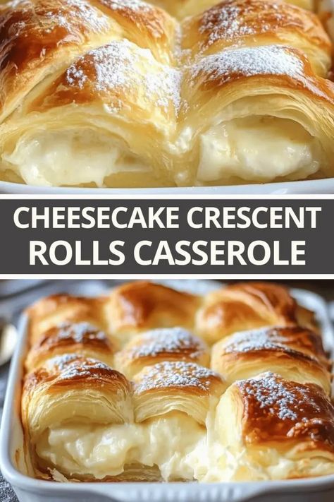 Cheesecake Crescent Rolls Casserole Recipe Easy Dessert Casserole Recipes, Cherry Cheesecake Crescent Rolls, Cresent Roll Cheesecake Recipes Dessert, Cheesecake Crescent Rolls Recipes, Cresants Roll Dessert Recipes, Cheesecake Crescent Roll Casserole, Cressant Rolls Recipes Appetizer, Canned Crescent Roll Recipes, Simple Deserts Ideas