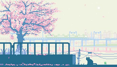 Japan pixel art gifs - Imgur Frühling Wallpaper, Wallpaper Estetika, Pixel Art Background, Moving Wallpapers, Wallpaper Laptop, Wallpaper Animes, Spring Wallpaper, Aesthetic Desktop Wallpaper, Wallpapers Iphone