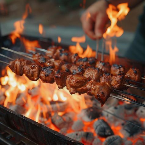 AI generated Man grills shish kebab over flames, sizzling with deliciousness For Social Media Post Size Grill Images, Social Media Post Size, Bbq Images, Delicious Food Image, Grill Logo, Kebabs On The Grill, Menu Card Design, Shish Kebab, Food Photoshoot