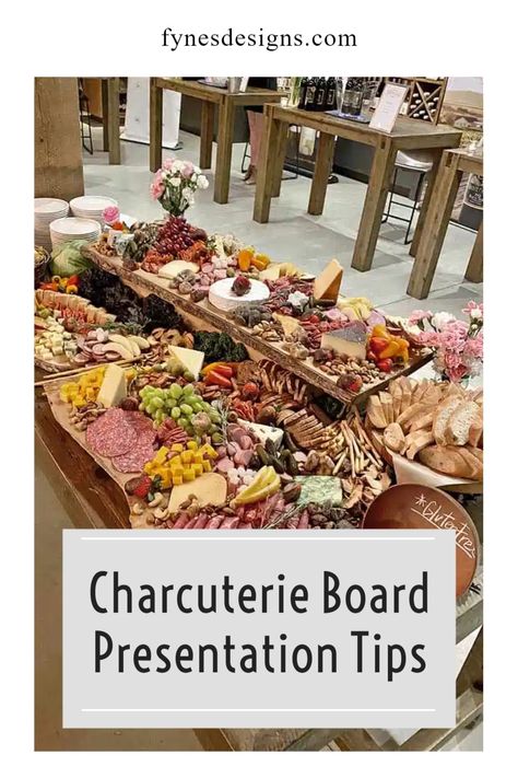 Diy Big Charcuterie Board, Displaying Appetizers Presentation, Wedding Appetizer Charcuterie, What Pairs Well With Charcuterie, Chartuerie Board Ideas, Cheese And Meat Charcuterie Board Ideas, Grazing Board Business, Charquetery Board Wedding, Charteutery Board