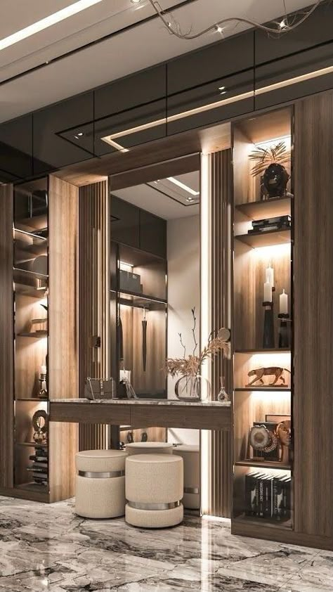 (paid link) Shop for makeup room furniture online. Modern Closet Designs, Minecraft Decoration, Dream Closet Design, Walk In Closet Design, Dressing Table Design, Luxury Closets Design, Modern Closet, Modern Luxury Bedroom, Walk In Closets