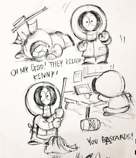 Southpark Storyboard, South Park Sketch Art, South Park Storyboard Art, How To Draw South Park Characters, South Park Storyboard, South Park Sketch, South Park Art, Sp Fanart, Kenny Mccormick