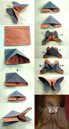 Tips Menjahit, Detail Couture, Kraf Kertas, Fabric Crafts Diy, Fabric Origami, Origami Butterfly, How To Make Origami, Fabric Butterfly, Paper Butterflies