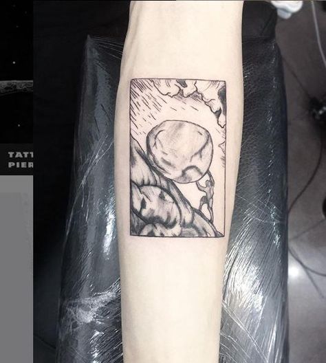 Myth Of Sisyphus Tattoo, Sisyphus Tattoo, Bowl Tattoo, Ryan Tattoo, Tattoo Alien, Patchwork Sleeve, Fire Tattoo, Animal Skull, Skull Tattoos