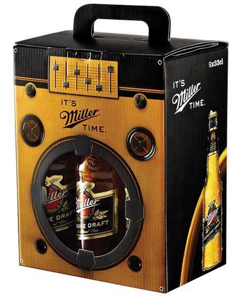 Miller Beer Packaging Design, Beer Case, Beer Box, Alcohol Packaging, Cardboard Display, Cool Packaging, Beer Packaging, Beer Design, Packing Design