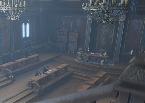 Hogwarts Classroom Aesthetic, Charms Class Aesthetic, Hogwarts Legacy Hufflepuff Common Room, Hogwarts Legacy Classroom, Harry Potter Charms Class Aesthetic, Dark Academia Ravenclaw, Charms Classroom, Hogwarts Legacy Dorms, Hogwarts Common Rooms Ravenclaw