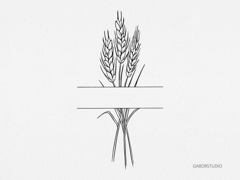 Wheat Sheaf Illustration, Wheat Doodle Drawing, Cornfield Tattoo Ideas, Wheat Tattoo Design, Wheat Line Art, Wheat Illustration Design, Wheat Drawing Simple, Communion Tattoo, Wheat Sketch