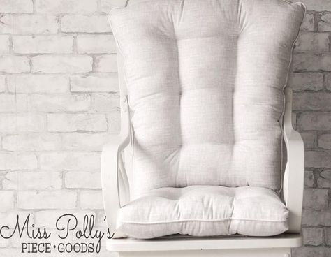 @mppg posted to Instagram: Snowy white fabric will not just provide a fantastic fresh backdrop for tons of other colors, but it will never go out of style! #whitefabric #misspollyspiecegoods **Our pictures are examples of work we've done in the past. For currently available fabrics, visit our Etsy shop. #customcushions #handmadecushion #handmadecushions #handmadeisbetter #handmadewithlove #handmadecurator #etsyshop #etsy Glider Replacement Cushions, Glider Rocker Cushions, Glider Cushions, Indoor Bench Cushions, Nursery Rocker, Custom Bench Cushion, Kids Rocking Chair, Glider Rocking Chair, Ranch Ideas