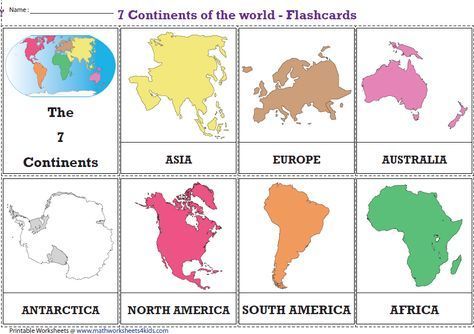 7 Continents of the World | Flashcards | Continents activities, Geography activities, Preschool math activities shapes 7 Continents Worksheet, Continent Worksheet, Continents Activities, Continents Of The World, World Map Continents, Kindergarten Montessori, Montessori Geography, Geography For Kids, Geography Activities